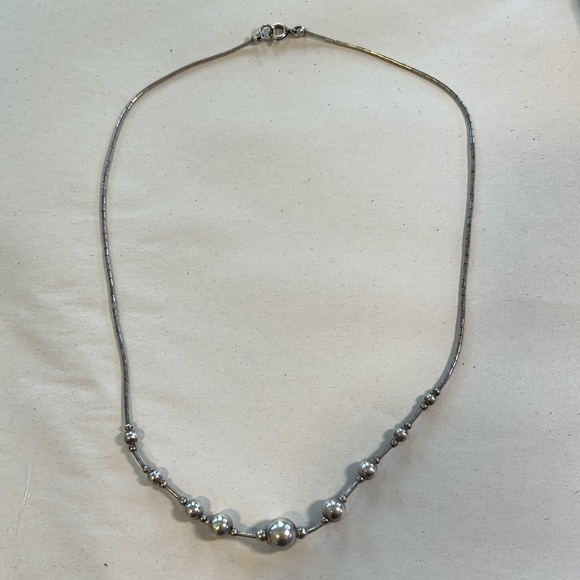 Sterling silver 925  beads necklace 16” - Picture 6 of 7